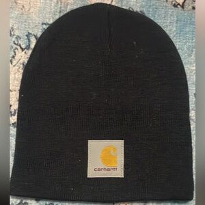 Carhartt Black Knit Beanie with Gold Patch Accent